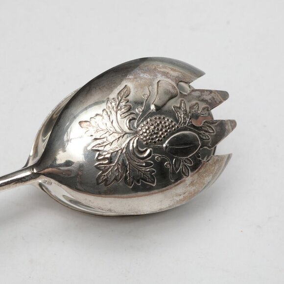 Vintage Silver Plate Salad Tongs Dinner Party Italy EP Zinc Retro Serve Ware MCM - Picture 6 of 12